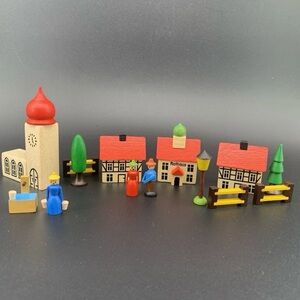 Vintage Dregano Erzgebirge Miniature Village Dorf Wood Set Handmade Germany